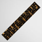 Ancient Egyptian Hieroglyphics Obsidian Copper Table Runner Gallery Image 3