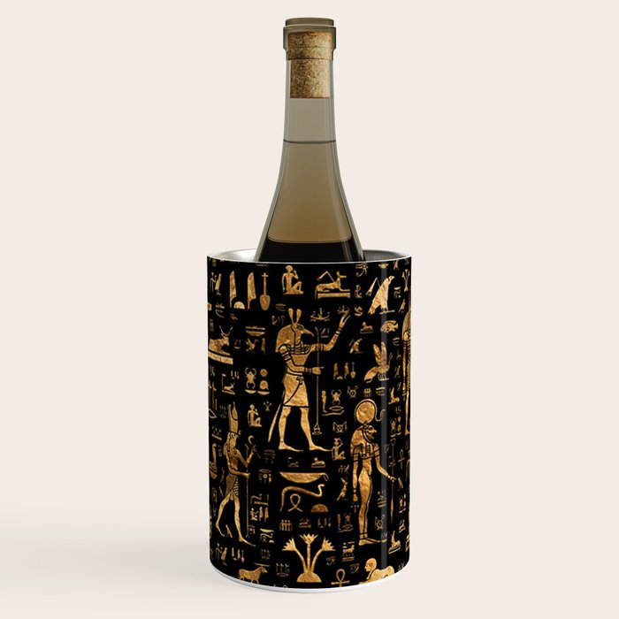 Ancient Egyptian Hieroglyphics Obsidian Copper Wine Chiller Gallery Image 2