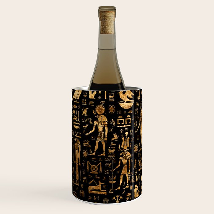 Ancient Egyptian Hieroglyphics Obsidian Copper Wine Chiller Gallery Image 3