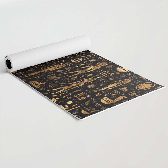 Ancient Egyptian Hieroglyphics Obsidian Copper Yoga Mat Gallery Image 2