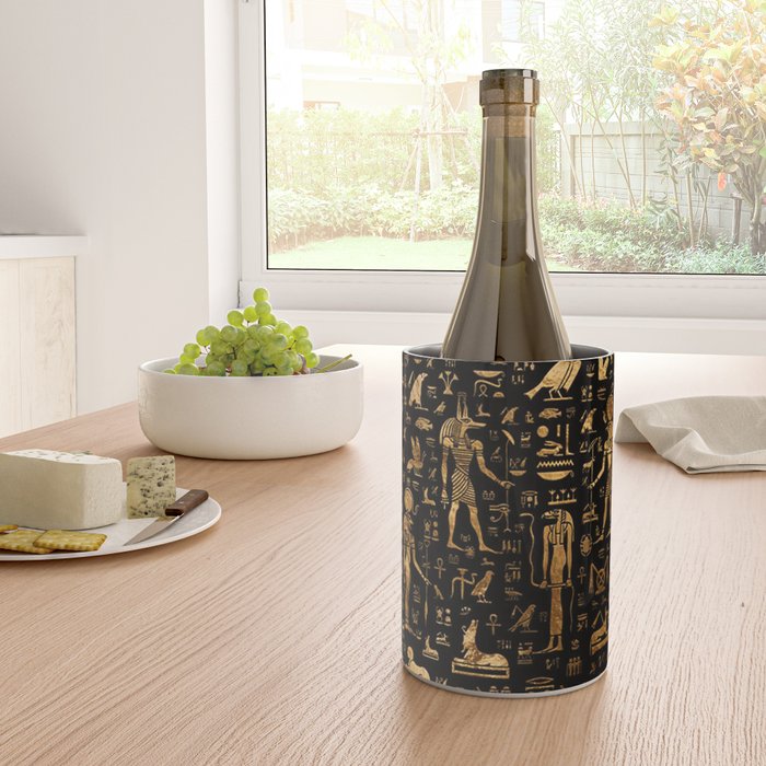 Ancient Egyptian Hieroglyphics Obsidian Copper Wine Chiller Gallery Image 4