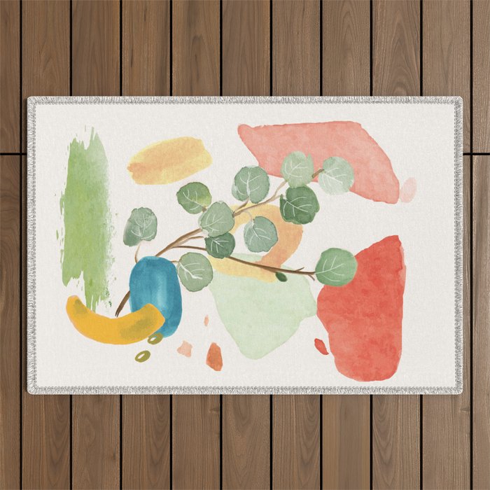 Modern Abstract Watercolour Art IV Outdoor Rug Gallery Image 1