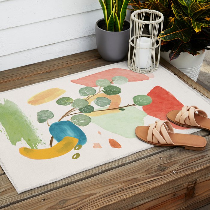 Modern Abstract Watercolour Art IV Outdoor Rug Gallery Image 2