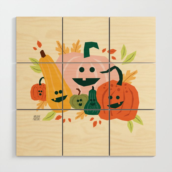 Cute scary pumpkins Wood Wall Art Gallery Image 1