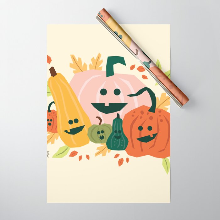 Cute scary pumpkins Wrapping Paper Gallery Image 1