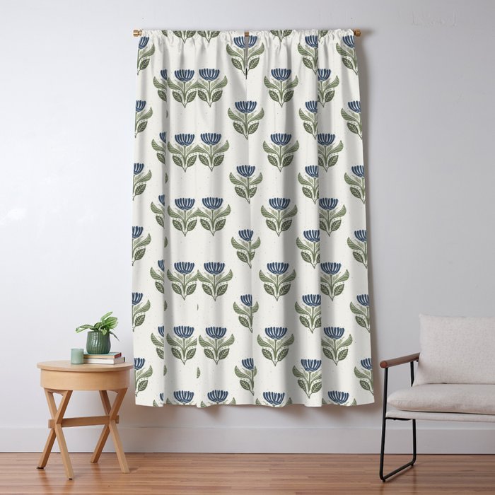 Stamped Floral Window Curtain Gallery Image 1