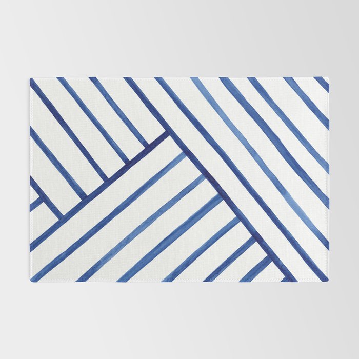 Watercolor lines pattern | Navy blue Rug Gallery Image 2