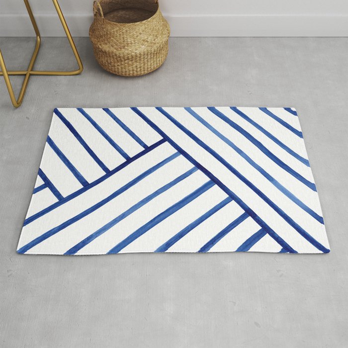 Watercolor lines pattern | Navy blue Rug Gallery Image 1