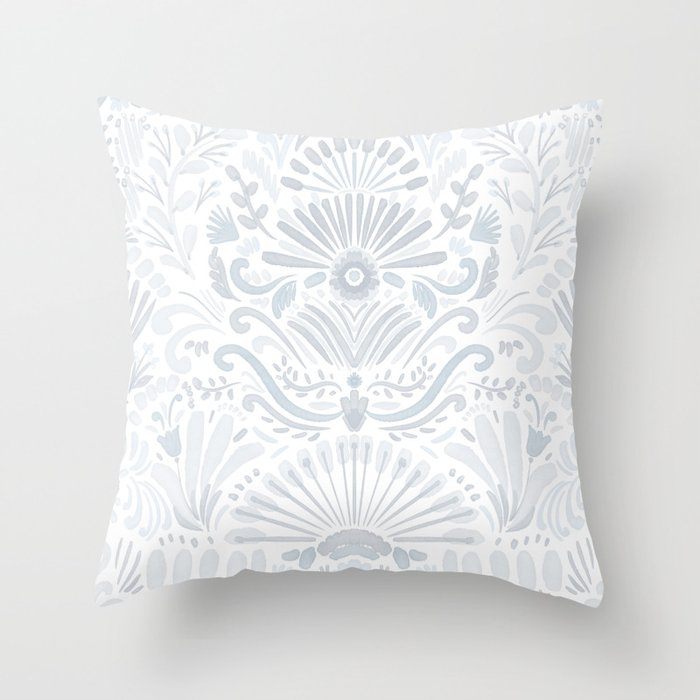 Boho Watercolor Geometric Pattern - Blue Throw Pillow Gallery Image 6