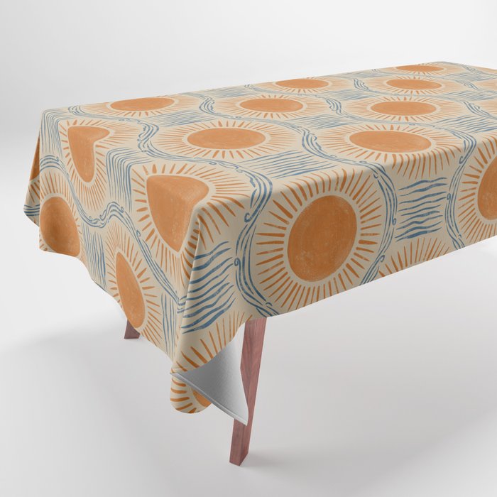 Boho Sun and Sea Vintage Ogee Tablecloth Gallery Image 1