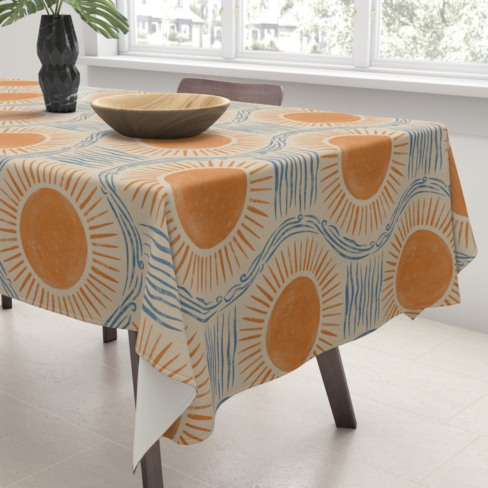 Boho Sun and Sea Vintage Ogee Tablecloth Gallery Image 3