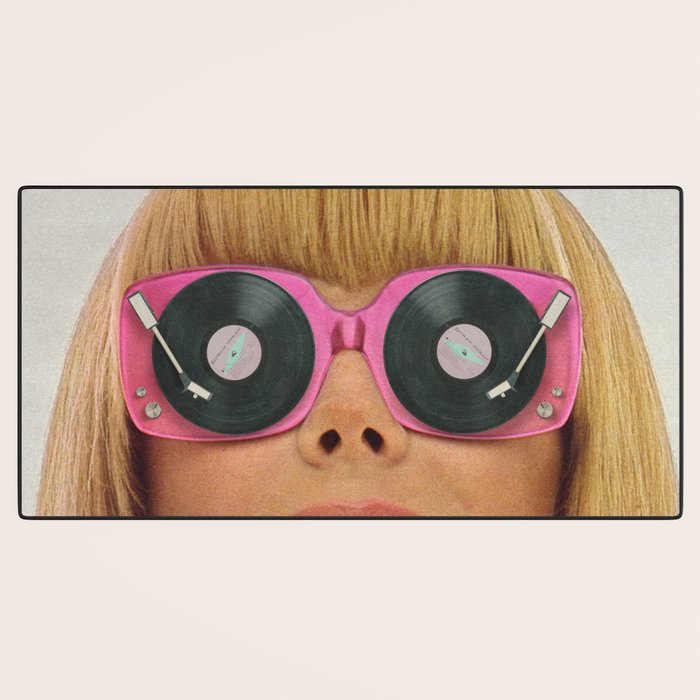 Pink Vinyl Sun Glasses - Vinyl Shades  Desk Mat Gallery Image 3