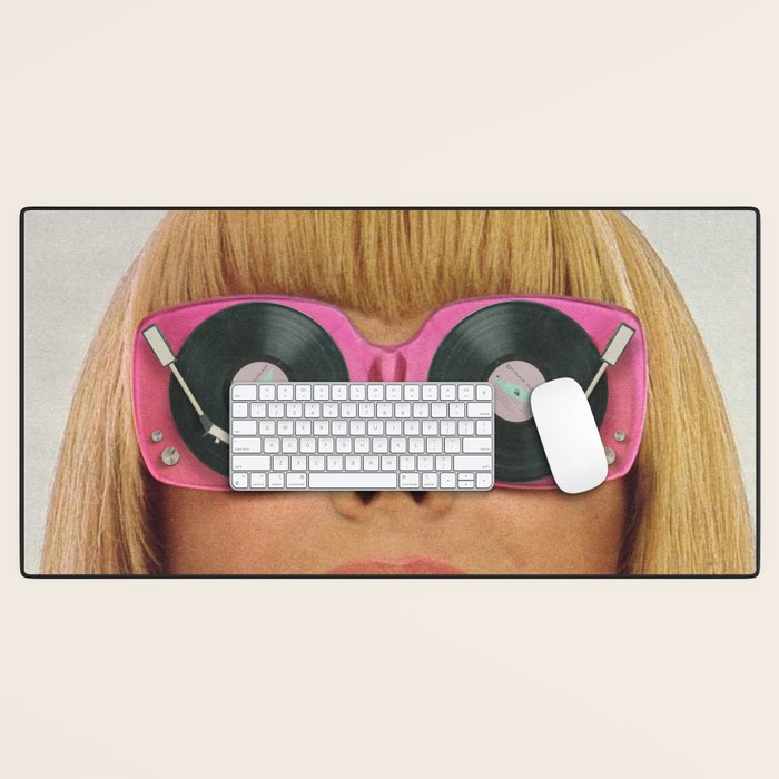 Pink Vinyl Sun Glasses - Vinyl Shades  Desk Mat Gallery Image 1