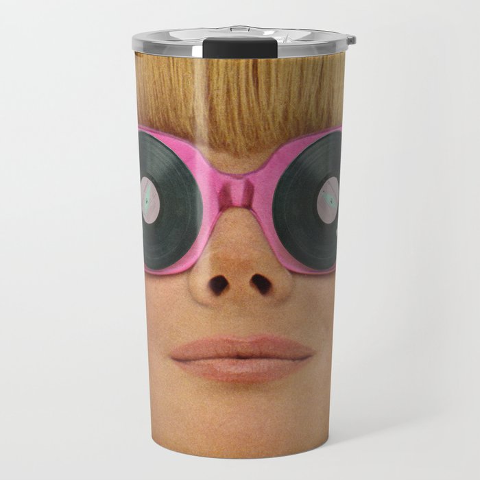 Pink Vinyl Sun Glasses - Vinyl Shades  Travel Mug Gallery Image 1