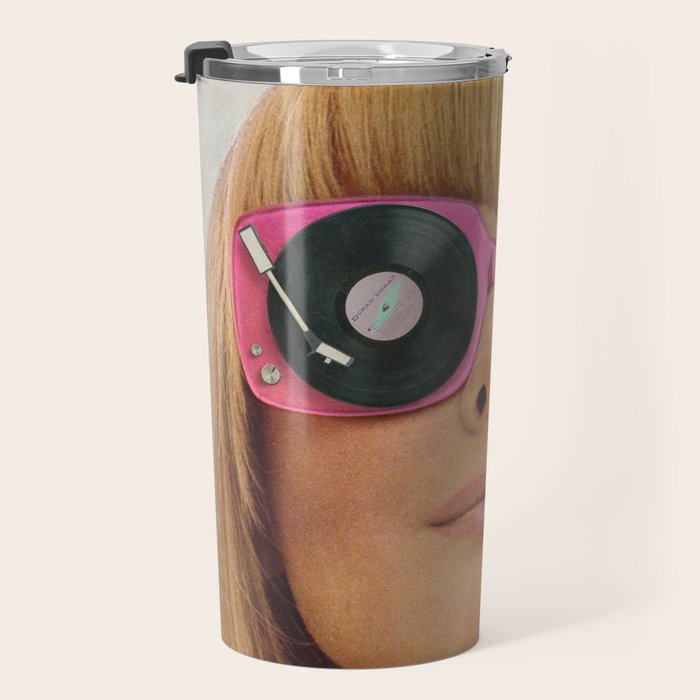 Pink Vinyl Sun Glasses - Vinyl Shades  Travel Mug Gallery Image 3