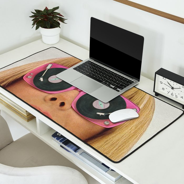 Pink Vinyl Sun Glasses - Vinyl Shades  Desk Mat Gallery Image 2