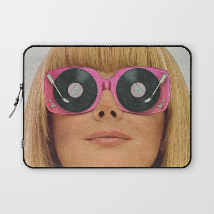 Pink Vinyl Sun Glasses - Vinyl Shades  Laptop Sleeve Gallery Image 1