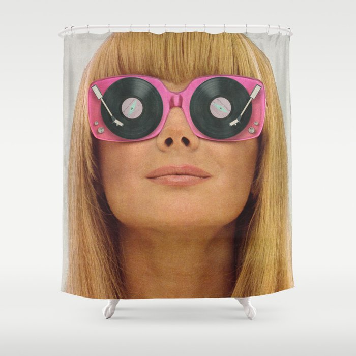 Pink Vinyl Sun Glasses - Vinyl Shades  Shower Curtain Gallery Image 1