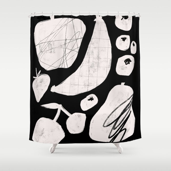 Abstract Fruit Black Shower Curtain