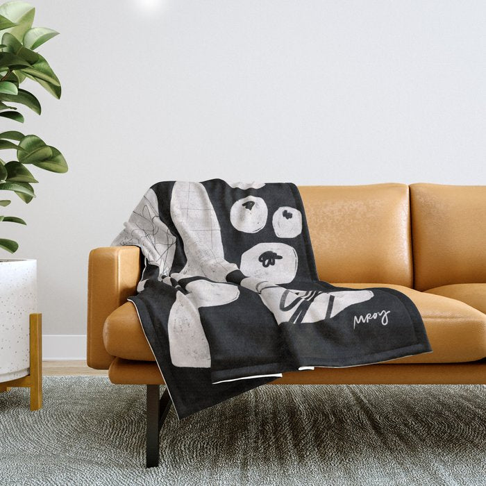 Abstract Fruit Black Throw Blanket