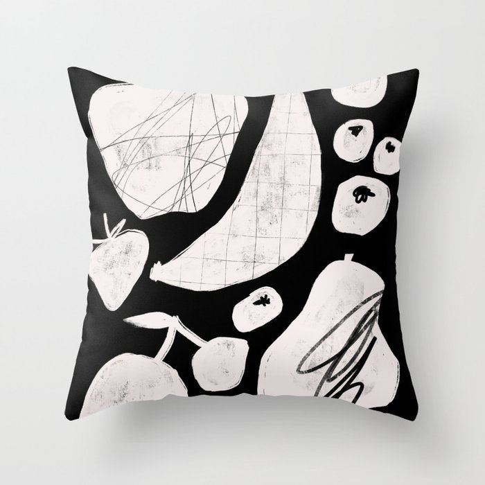 Abstract Fruit Black Throw Pillow Gallery Image 6