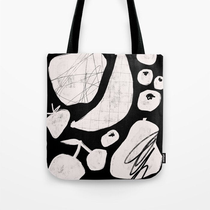 Abstract Fruit Black Tote Bag Gallery Image 1