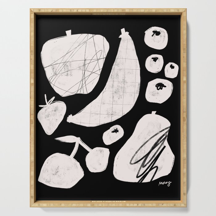 Abstract Fruit Black Serving Tray Gallery Image 1