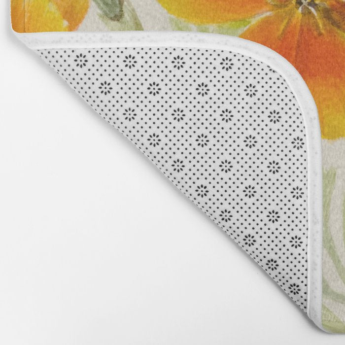 Mexican Poppy Vintage Botanical Print Bath Mat Gallery Image 2