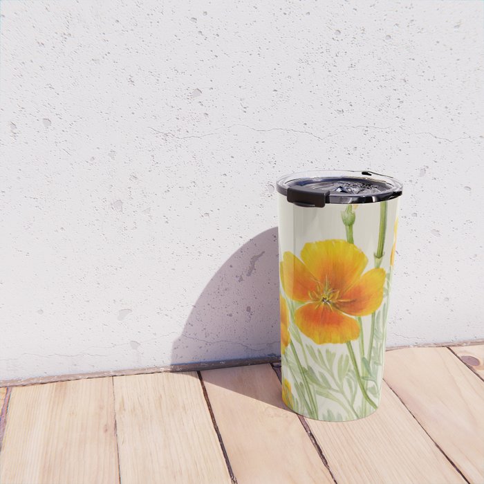 Mexican Poppy Vintage Botanical Print Travel Mug Gallery Image 4