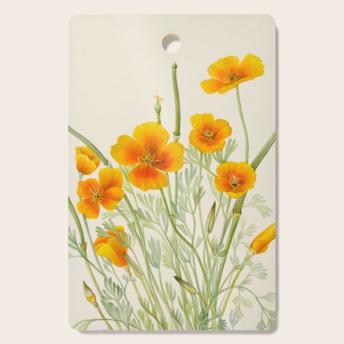 Mexican Poppy Vintage Botanical Print Cutting Board Gallery Image 1