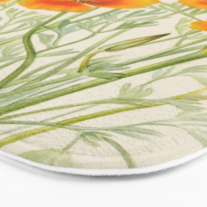 Mexican Poppy Vintage Botanical Print Bath Mat Gallery Image 3