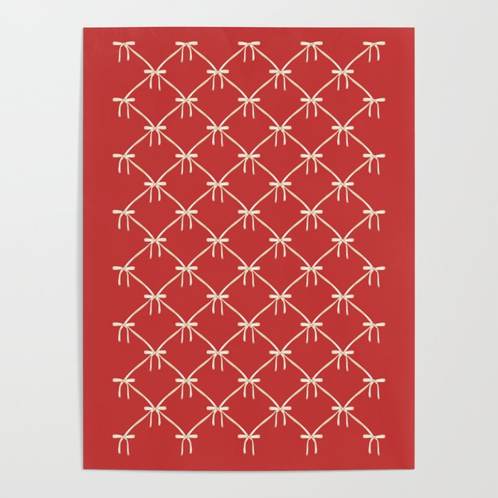 Bows & Ribbons Pattern XII Cherry Red Poster Gallery Image 1