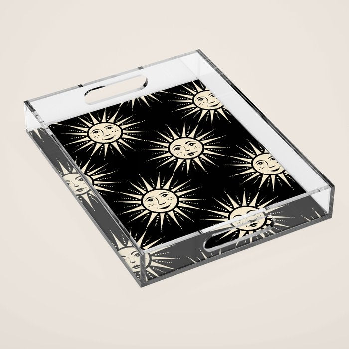 Freckled Suns - black and cream Acrylic Tray Gallery Image 1