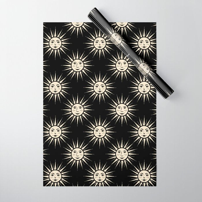 Freckled Suns - black and cream Wrapping Paper Gallery Image 1