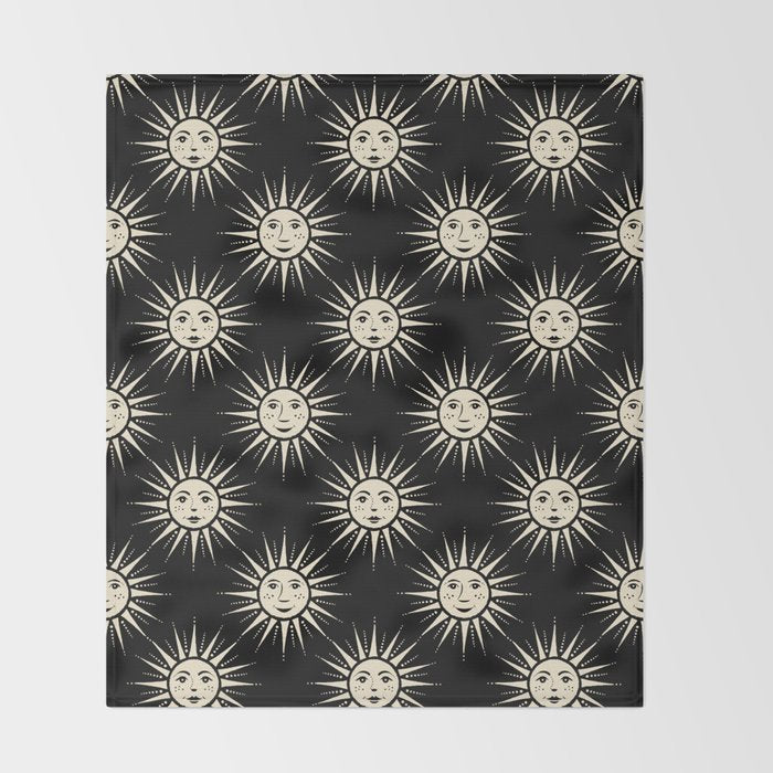 Freckled Suns - black and cream Throw Blanket Gallery Image 2