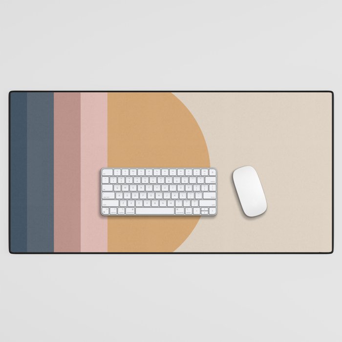 Minimal Retro Sunset - Earthy Neutral Desk Mat Gallery Image 1