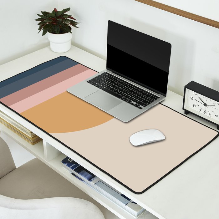 Minimal Retro Sunset - Earthy Neutral Desk Mat Gallery Image 2