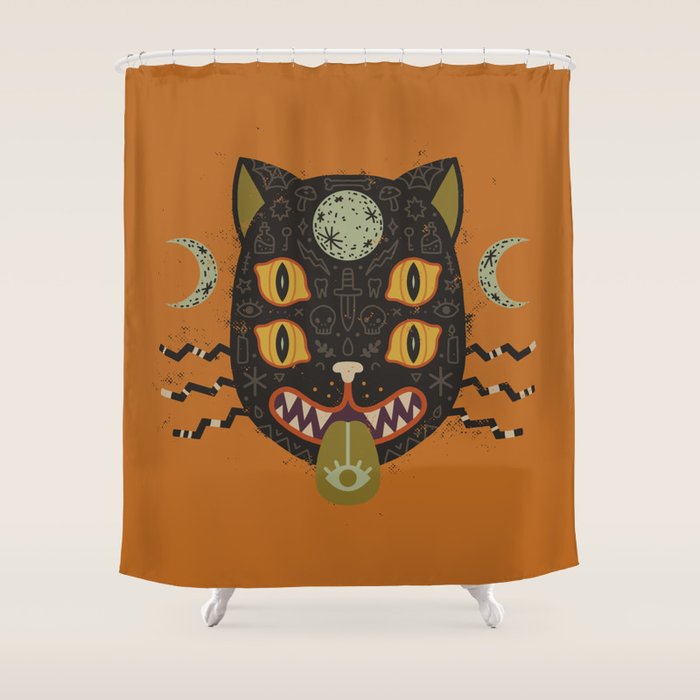 Spooky Cat Shower Curtain Gallery Image 1