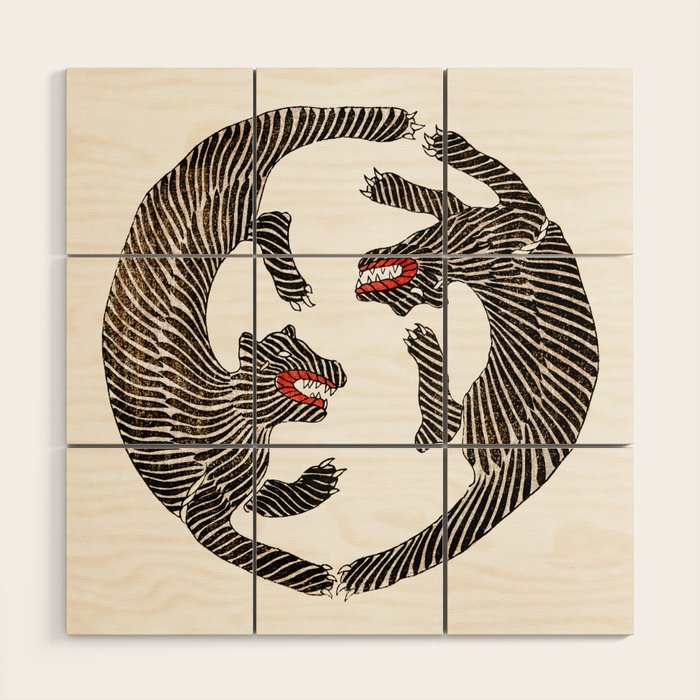 Japanese Tigers by Taguchi Tomoki 1860-1869 - Tiger Wood Wall Art Gallery Image 1
