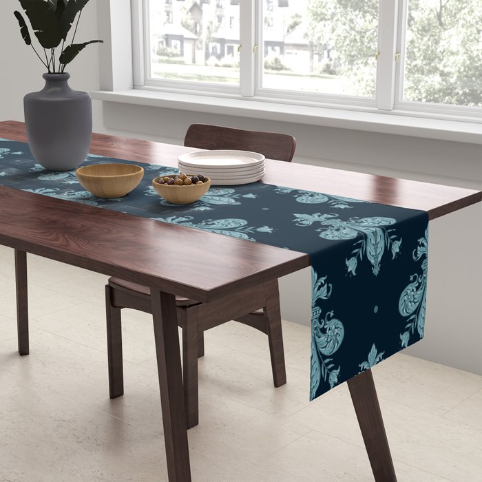 Royal Fleur De Lis In Navy Table Runner Gallery Image 2