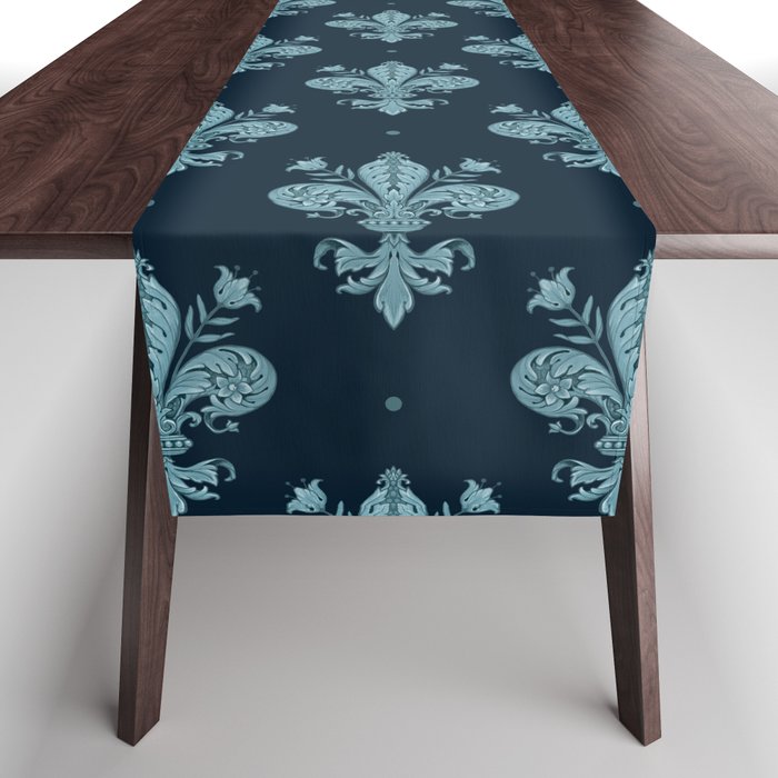 Royal Fleur De Lis In Navy Table Runner Gallery Image 1