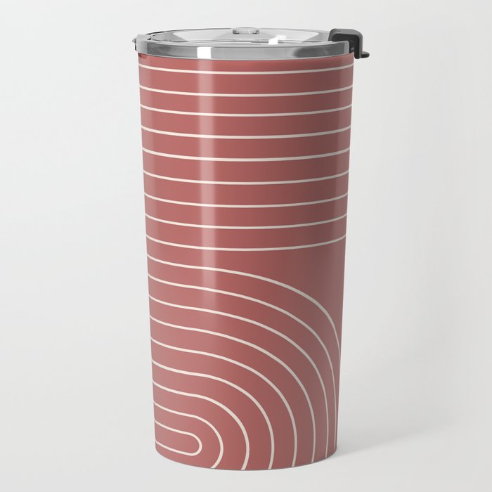Minimal Line Curvature XXIX Rose Mid Century Modern Arch Abstract Travel Mug Gallery Image 2