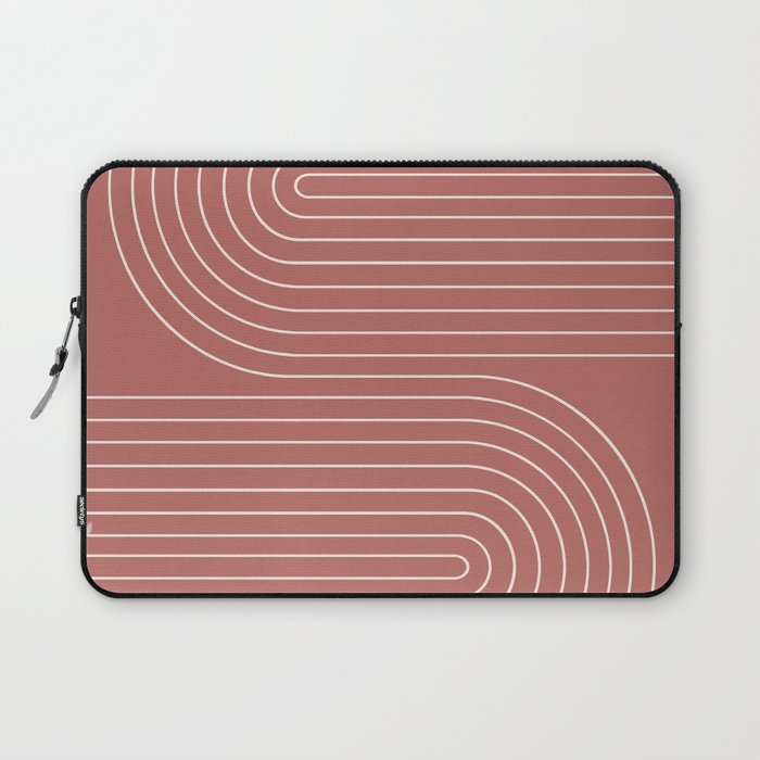 Minimal Line Curvature XXIX Rose Mid Century Modern Arch Abstract Laptop Sleeve Gallery Image 1