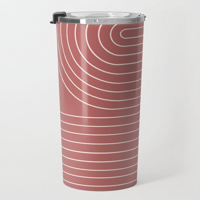 Minimal Line Curvature XXIX Rose Mid Century Modern Arch Abstract Travel Mug Gallery Image 3