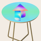 Space Ship Vibrant Blue-Green Colors Minimalist Modern Abstract Illustration  Side Table Gallery Image 2