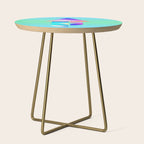 Space Ship Vibrant Blue-Green Colors Minimalist Modern Abstract Illustration  Side Table Gallery Image 1
