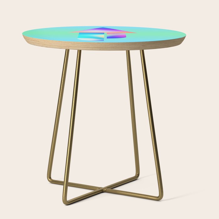 Space Ship Vibrant Blue-Green Colors Minimalist Modern Abstract Illustration  Side Table Gallery Image 1