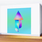 Space Ship Vibrant Blue-Green Colors Minimalist Modern Abstract Illustration  Wall Mural Gallery Image 2