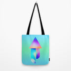 Space Ship Vibrant Blue-Green Colors Minimalist Modern Abstract Illustration  Tote Bag Gallery Image 2
