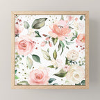 Sunny Floral Pastel Pink Watercolor Flower Pattern Mini Art Print Gallery Image 1
